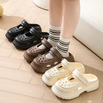 Chaussures de jardin tendance pour femmes, pantoufles, sandales à talons, sandales d'été à talons hauts, semelles épaisses, sandales souples, pantoufles de plage en plein air, sandalias mujer