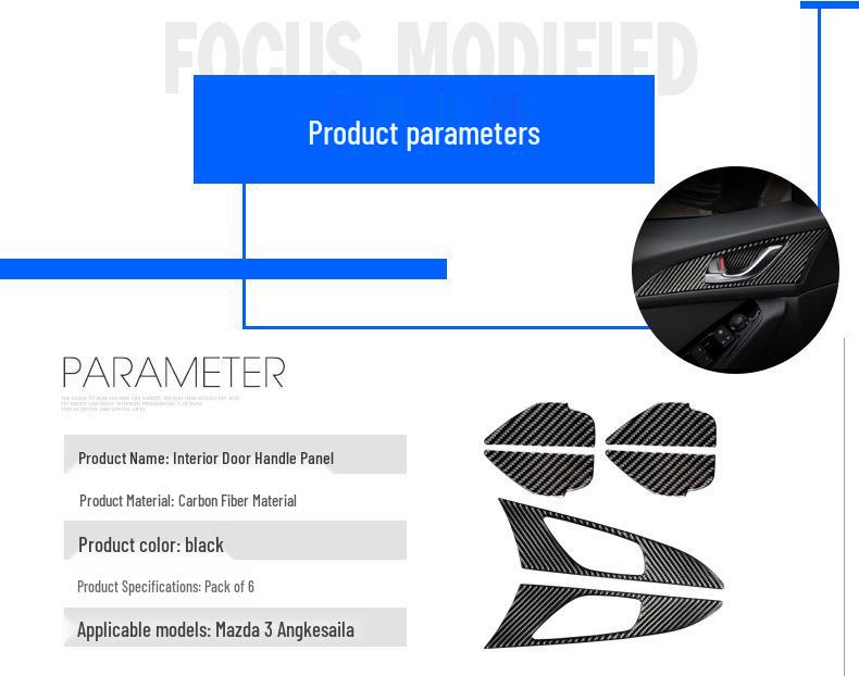 Mazda 3 Axela Interior Door Handle Bowl Carbon Fiber Sticker Set