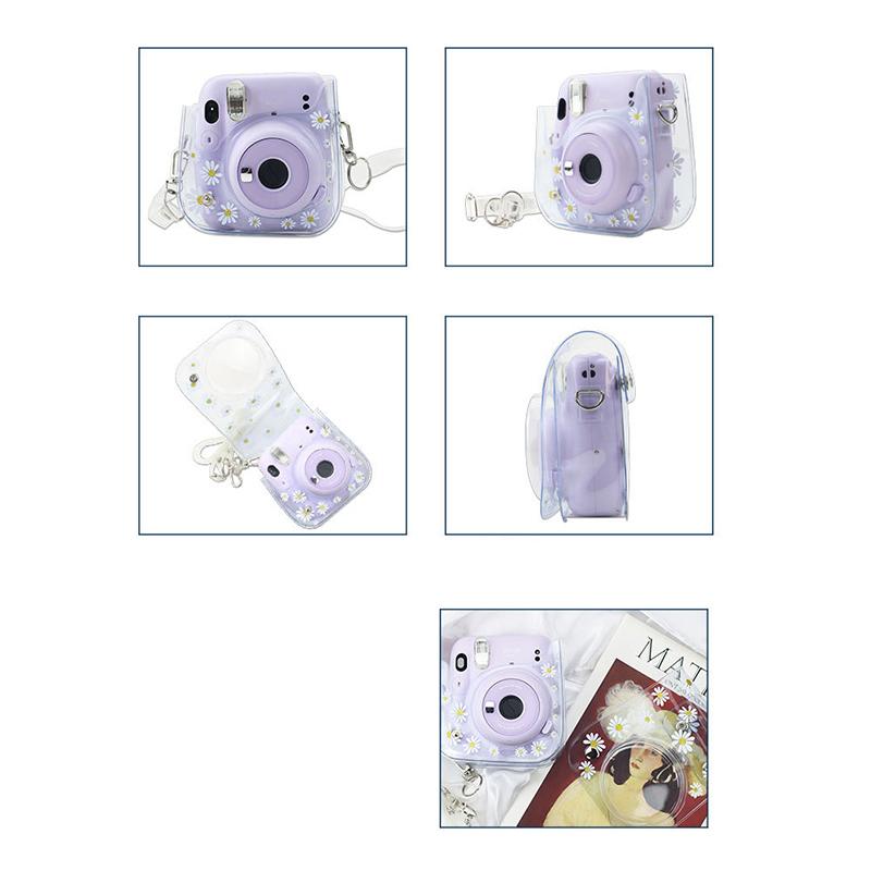 Instant Camera Bag for Mini8 9 11 Transparent Daisy Print Universal Portable Camera Bag