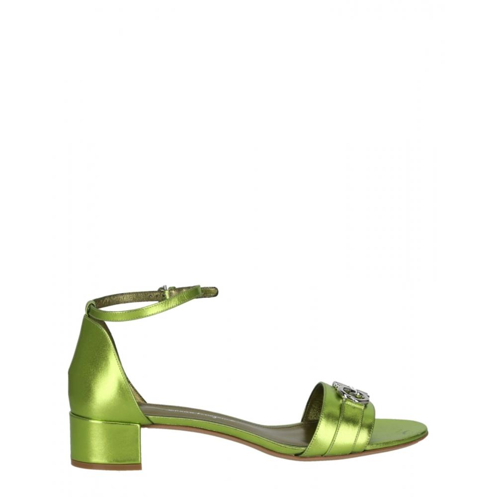 

Кожаные босоножки на каблуке Salvatore Ferragamo Como с эффектом металлик