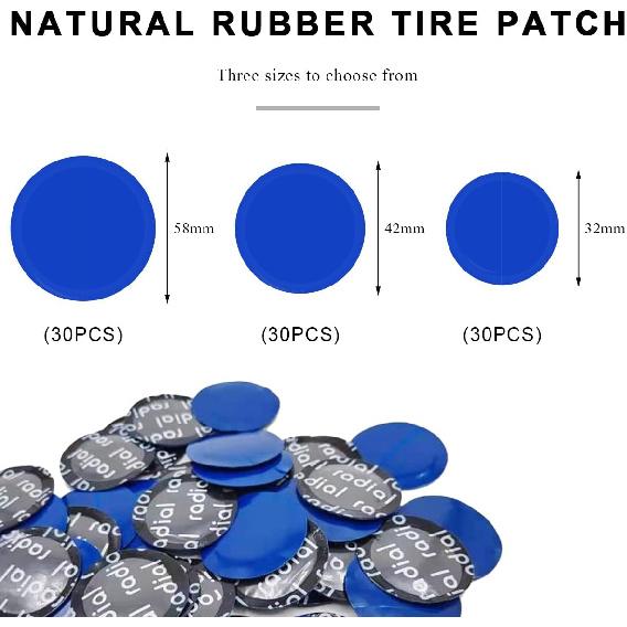 90PCS Tire Repair Patch, 32mm 42mm 58mm Natural Rubber Tyre Puncture Repair Patch Kit, Automotive Round Tubeless Patches Fast Repair Tool for Car