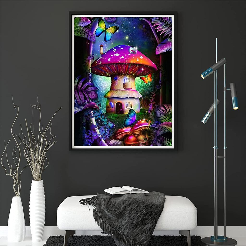 5D Diy Diamond Painting Giant Mushroom House Cross Stitch Set Full Diamond Embroidery Mosaic Art Picture of Rhinestones Decor Gift