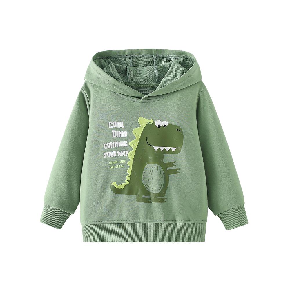 Boys' Cartoon Dinosaur Hooded Sweatshirt - Autumn/Winter 26, European and American Spot Style.