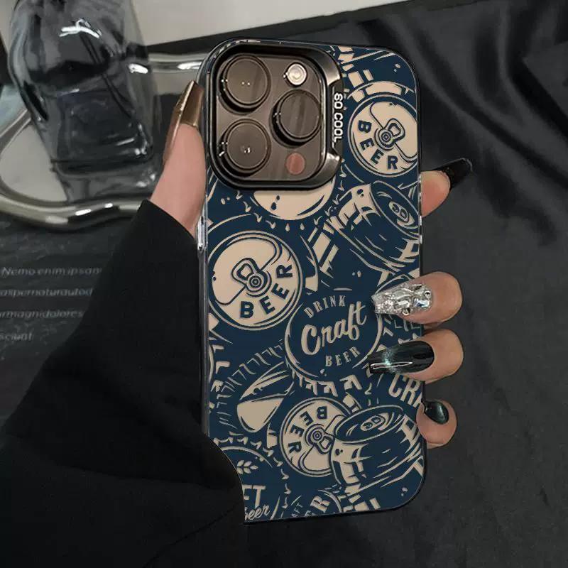 

Vintage Craft Beer Bottle Cap Matte Phone Case, Retro Cool Men Aesthetic Shockproof Protective Cover for iPhone iPhone 13 PRO MAX чёрный