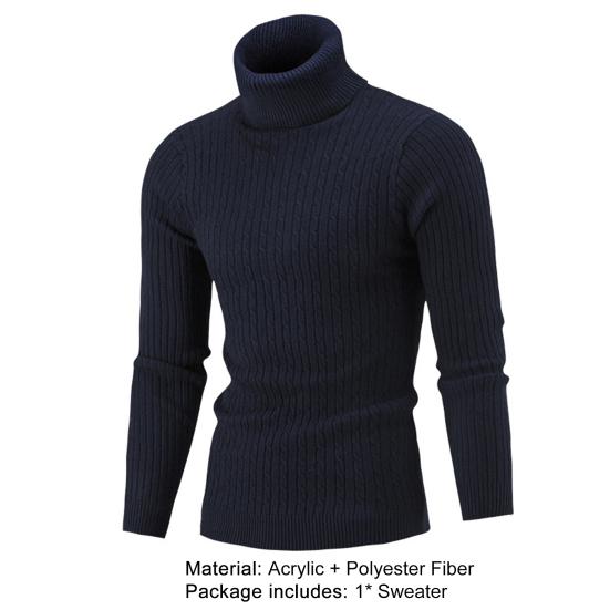 Men Knitwear Simple Solid Color Comfy Sweater Pullover Turtleneck Twist Men Sweater Pullover Sweater Pullover for Daily Life