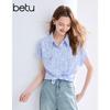 BETU Women's Printed Striped Short-Sleeve Shirt
