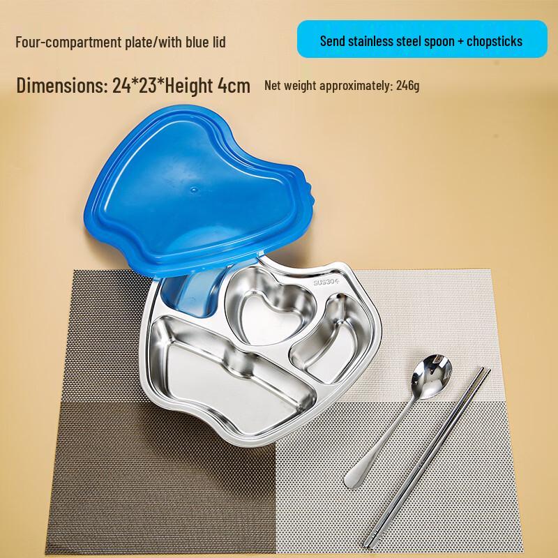 ZISIZ Kids Stainless Steel Divided Plate Set