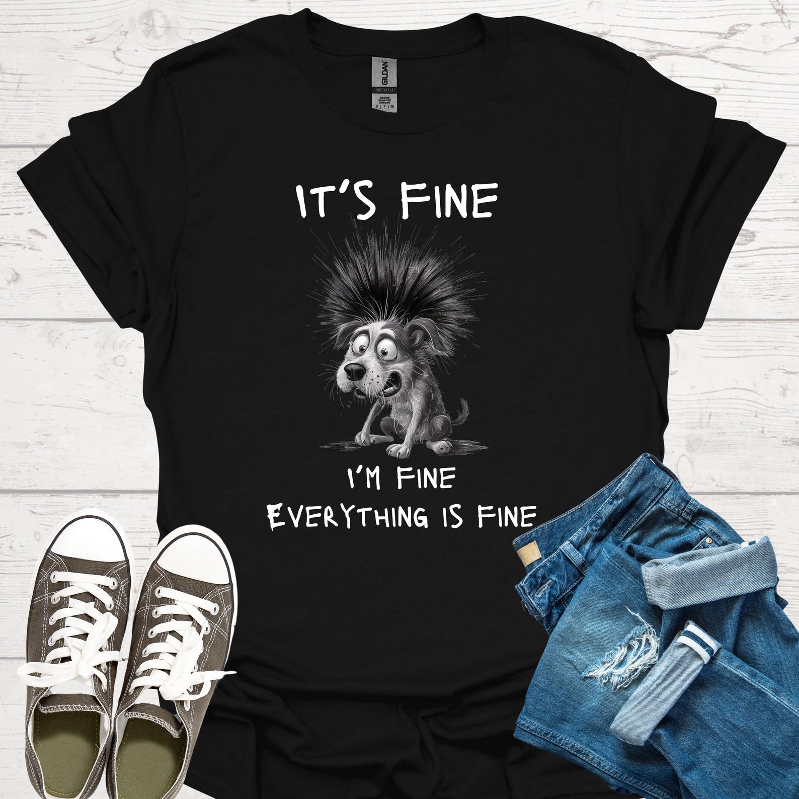 Funny Graphic Tee, It s Fine Shirt, Gift for Family & Friends, Hilarious Tee For All Occasions 3XL