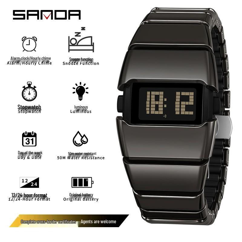 Sanda Millennium Retro Y2K Men s Multi-sectioned Luminous Timer Alarm Watch