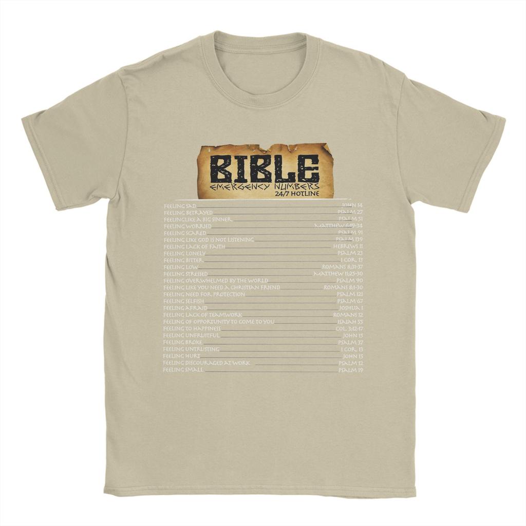 Bible Emergency Hotline Numbers Cool Christian T-Shirts for Men Crew Neck 100 Cotton Jesus God Faith Short Sleeve Tee Shirt Tops