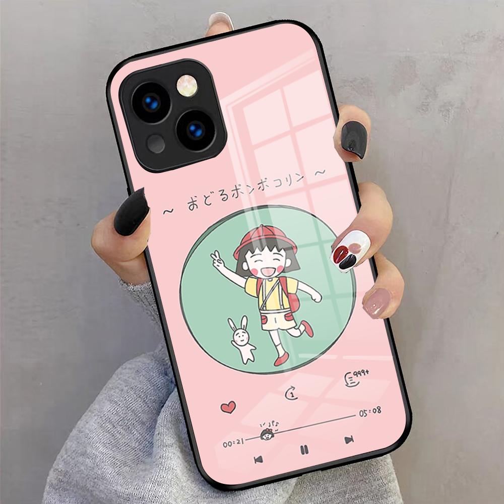 Anime Maruko-chan Phone Case For IPhone 17 Pro Max 16 15 14 Pro Max 13 11 X Xs Xr 8 7Plus Glass Cover