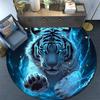 Electric Tiger Round Area Rug,Carpet Rug for Living Room Bedroom Sofa Playroom Decor,Non-slip Floor Mat