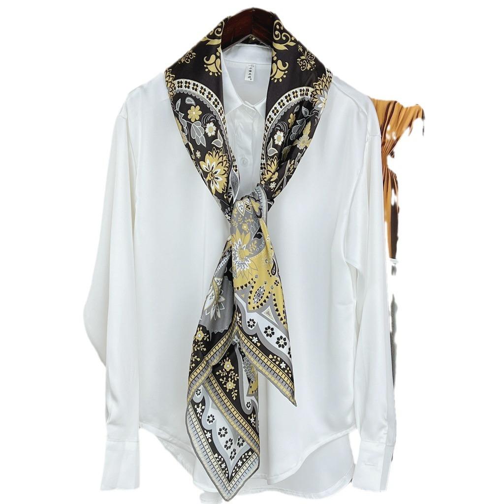 Waist Drum Flower Beautiful Mulberry Silk 110 Square Scarf Handmade Hemmed Silk Scarf Shawl