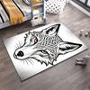 Wolf Head Carpet with Red Eyes and Intricate Tribal Design, Nordic Style Suitable for Use As an Anti-slip for Living Room Bedroom Sofas