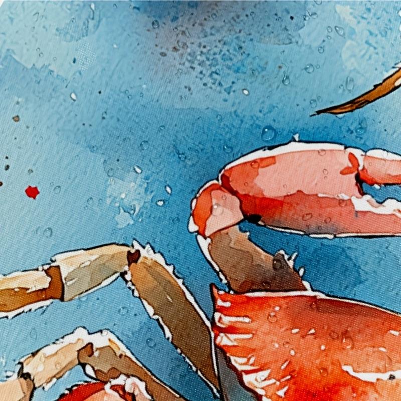 Turquoise & Red Crab Shower Curtain - 71X71 Inch, Includes 12 Hooks, Durable Polyester, Perfect For Bathroom & Summer Home Decor