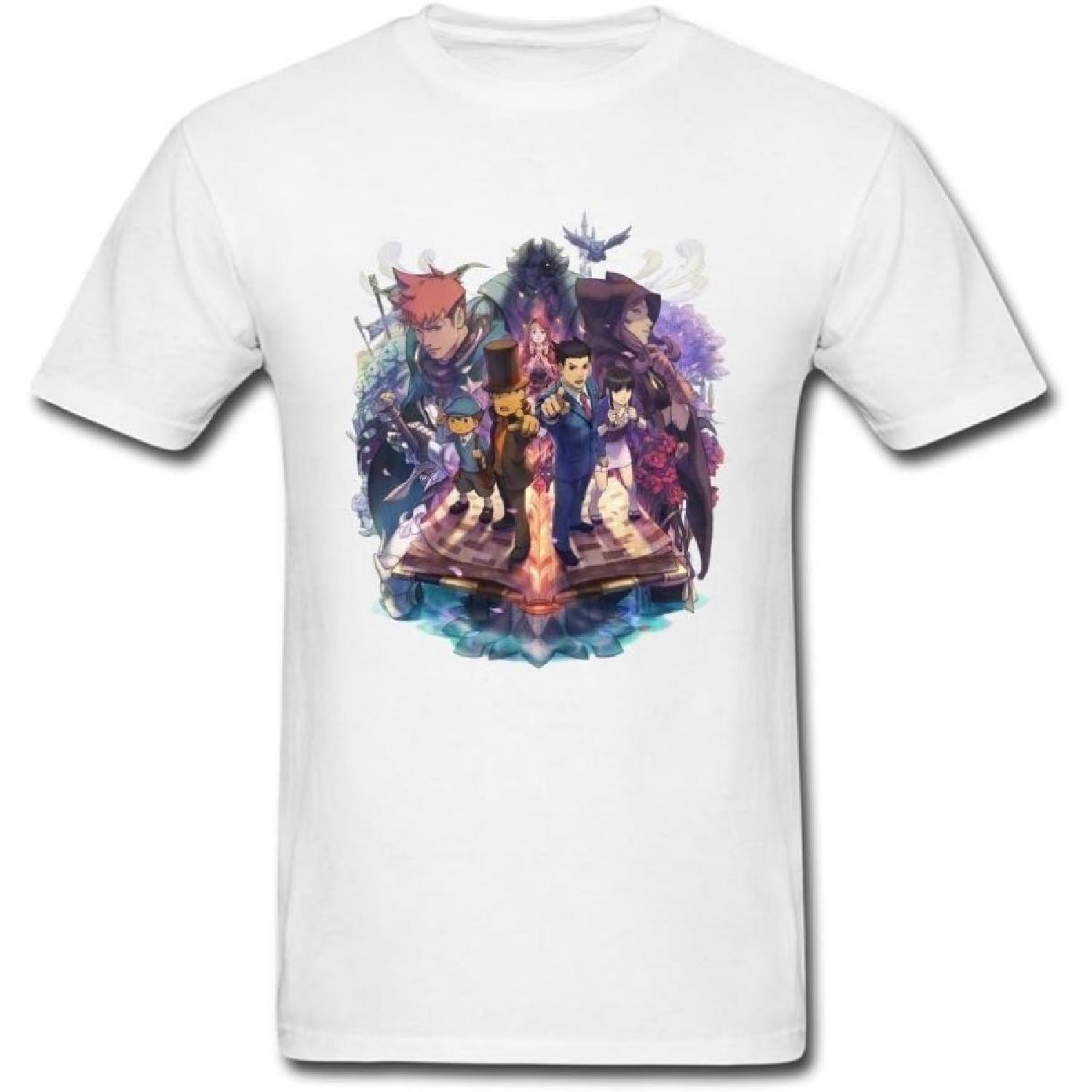 SUNRAIN Men s Ace Attorney Professor Layton VS Phoenix Wright T Shirt S белый