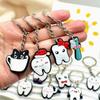 10Pcs Cartoon Dental Tooth Shape Model Simulation Keychain Keyring Dental Clinic Gift Kids Pendant