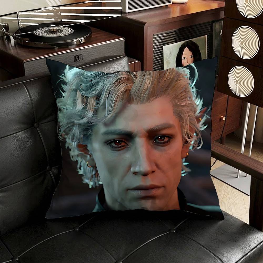 BBaldurs GGate  Astarion Pillow Case Square DoubleSided Printing Short Plush Sofa Cushion Cover Bedroom Bedside Pillow