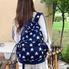 Korean Style Grey Stripes Backpack Multi-pocket Students Schoolbag Star Printing Backpack  Couple