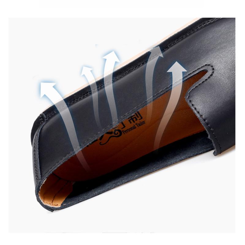 Men's Handmade Leather Slip on Shoes Casual Soft Loafers Simple Comfy Moccasins Breathable Male Boat Shoes Fashion Business Flats