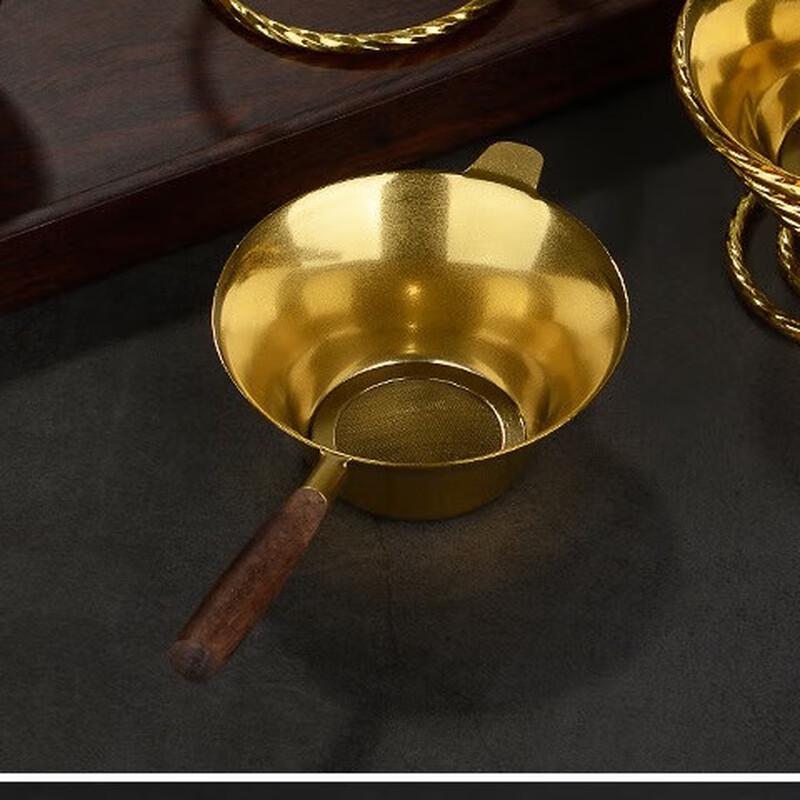 Japanese Style Stainless Steel Tea Strainer Set with Wooden Handle