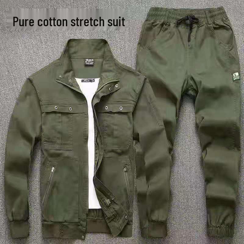 

Pure Cotton Multi-Pocket Slim Fit Embroidered Casual Set - Long Sleeve Outdoor Welders Sport Suit for Spring/Summer with Free Shipping 3XL