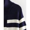 Autumn Winter Fashion Striped Zippered Lapel Long Sleeve Loose Casual Knitted Sweater for Women