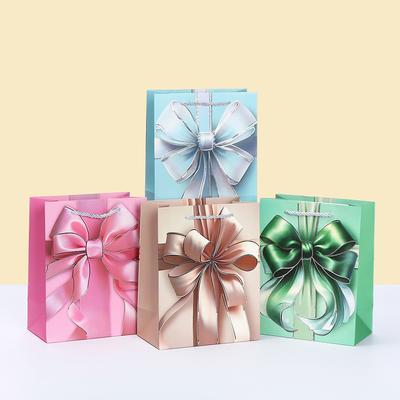 6/10pcs StoBag Gift Bow Paper Tote Bags Recyclable Gift Bags for Birthday Wedding Party Favors Candy Cookies Retail