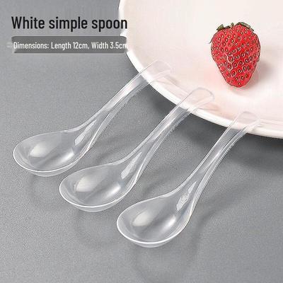 OIMG Crystal Hard Disposable Plastic Spoons
