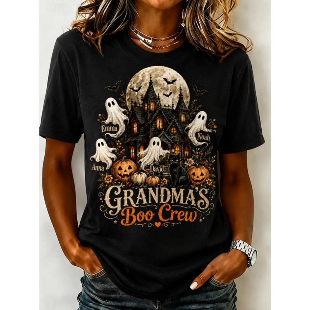 Fashion Women Retro Creative Pumpkin Head Print T Shirt Funny Casual O-neck Short Sleeves T-shirt Summer Female Tee Shirt Halloween Limited Edition