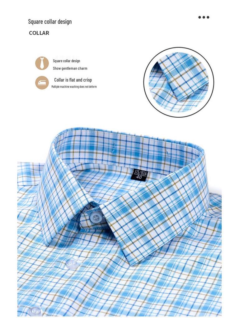 Pánská nadměrná košile s krátkým rukávem z kostkované oxfordské bavlny