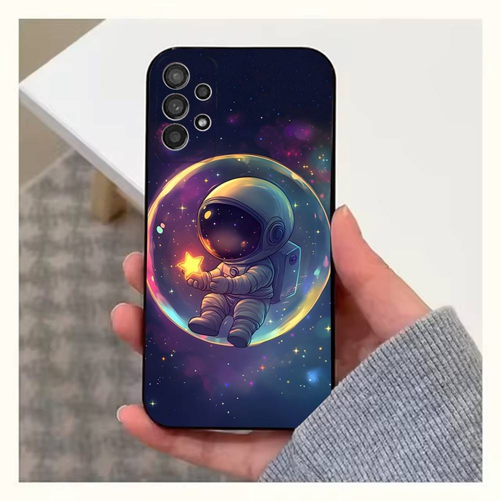 Universe Art Astronaut Case For Samsung S23,S25,S20,S10,S9,S21,S24,S22,Ultra,FE,Plus,Lite,Soft Silicone Black