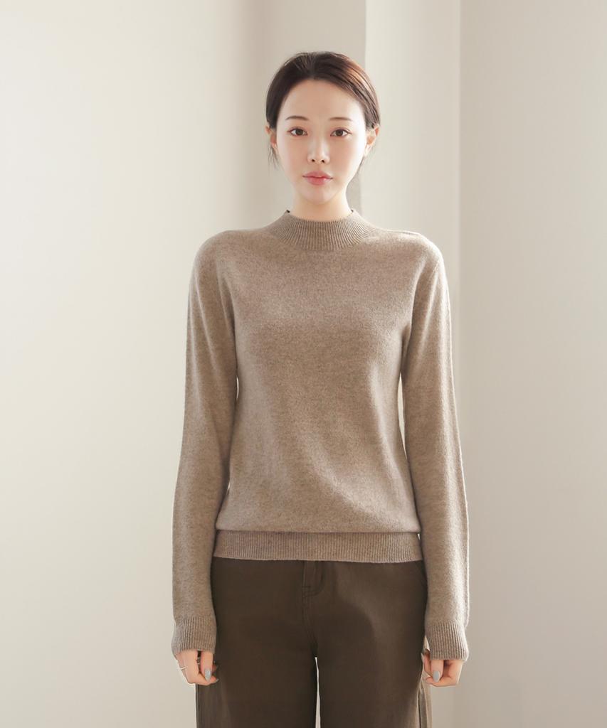 Keulleiseu Classic Mood 100% Wool Mock Neck Knit_Red