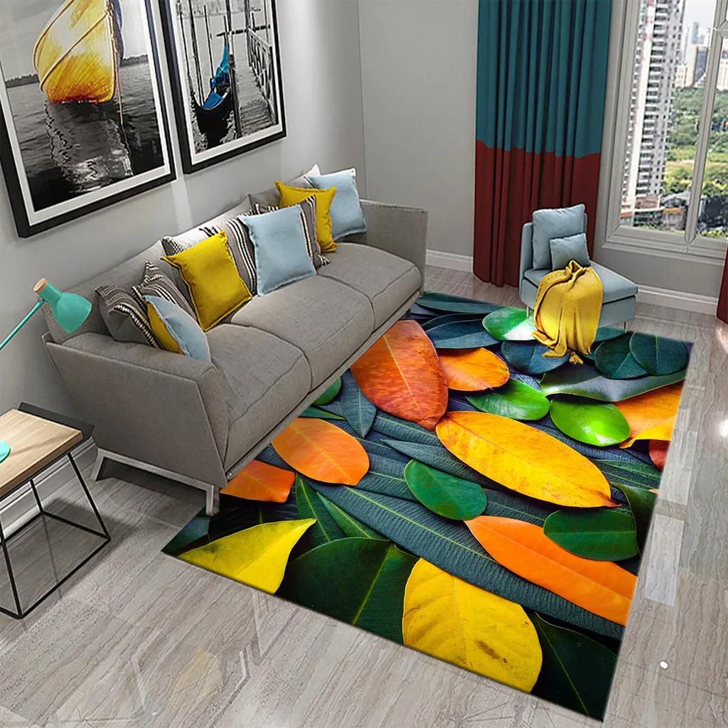Green Leaves Carpet Natural Landscape Rug Soft Rectangle Area Rugs for Bedroom Living Room Decor Yoga Mat Door Mat