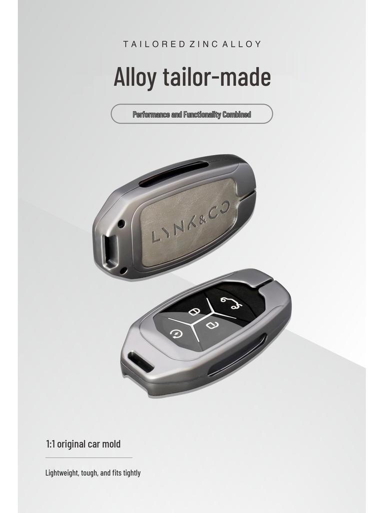 New Genuine Leather Alloy Key Case for Lynk & Co Models 01, 03, 05, 06