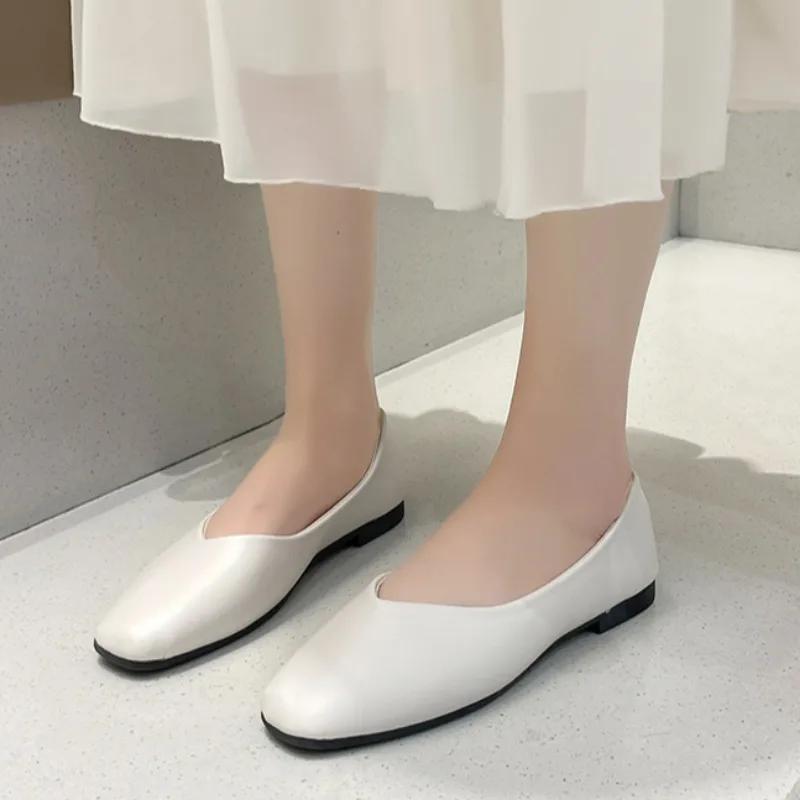 Damenschuhe  Hohe Qualität Slipper Damen Ballerinas Mode Eckige Zehenpartie Lässige flache Schuhe  Übergröße Flach Niedrige Absätze