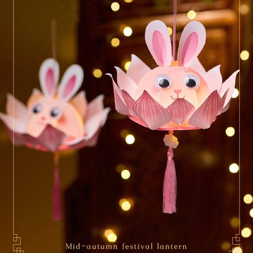 Handmade Mid-Autumn Festival Lantern DIY Glowing Light-Up Bunny Lantern  Hanfu Accessories