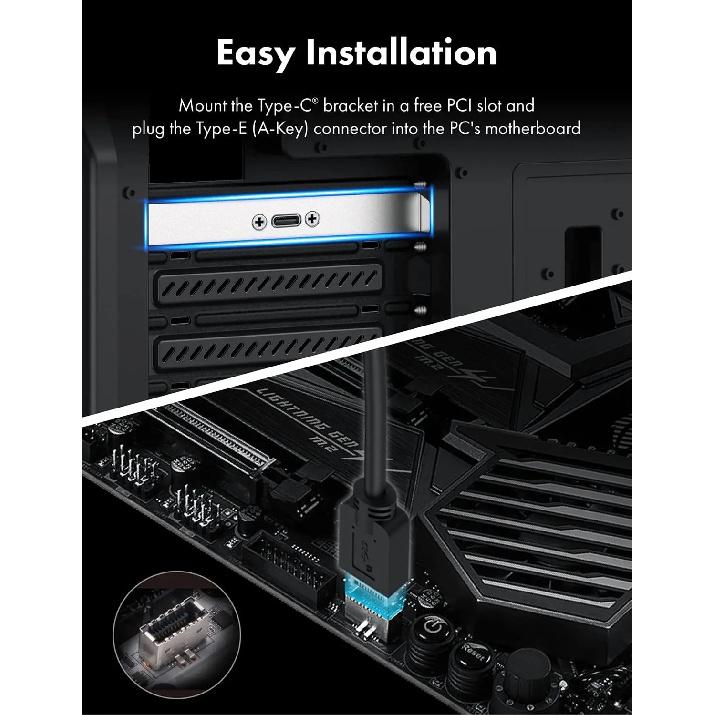 20Gb USB 3.2 Gen 2x2 USB-C Frontpanel Typ-C Adapter, Motherboard Header Verlängerungskabel, USB-C zu USB3.2 Typ-E Key-A 20-Pin