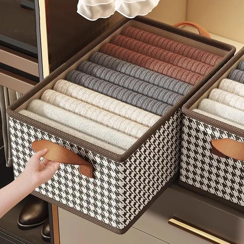 1PC No lid suitcase organizer Foldable Style Storage Basket with Handle Bedroom Dormitory Desktop Storage Box