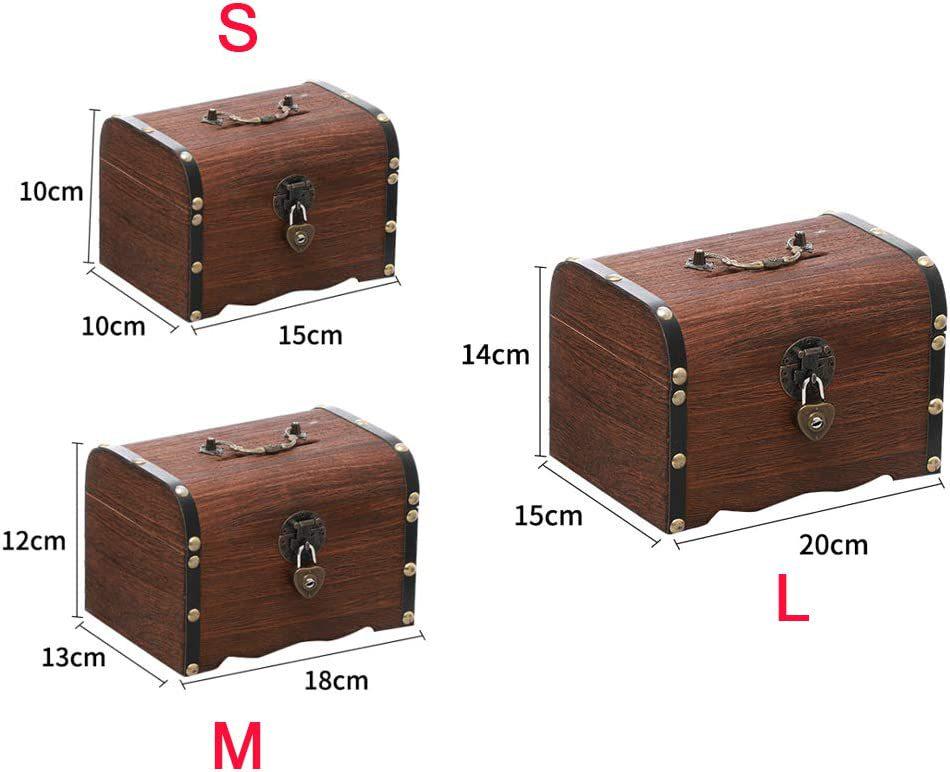 Lockable Wooden Piggy Bank: Retro Carved Money Box & Children's Toy