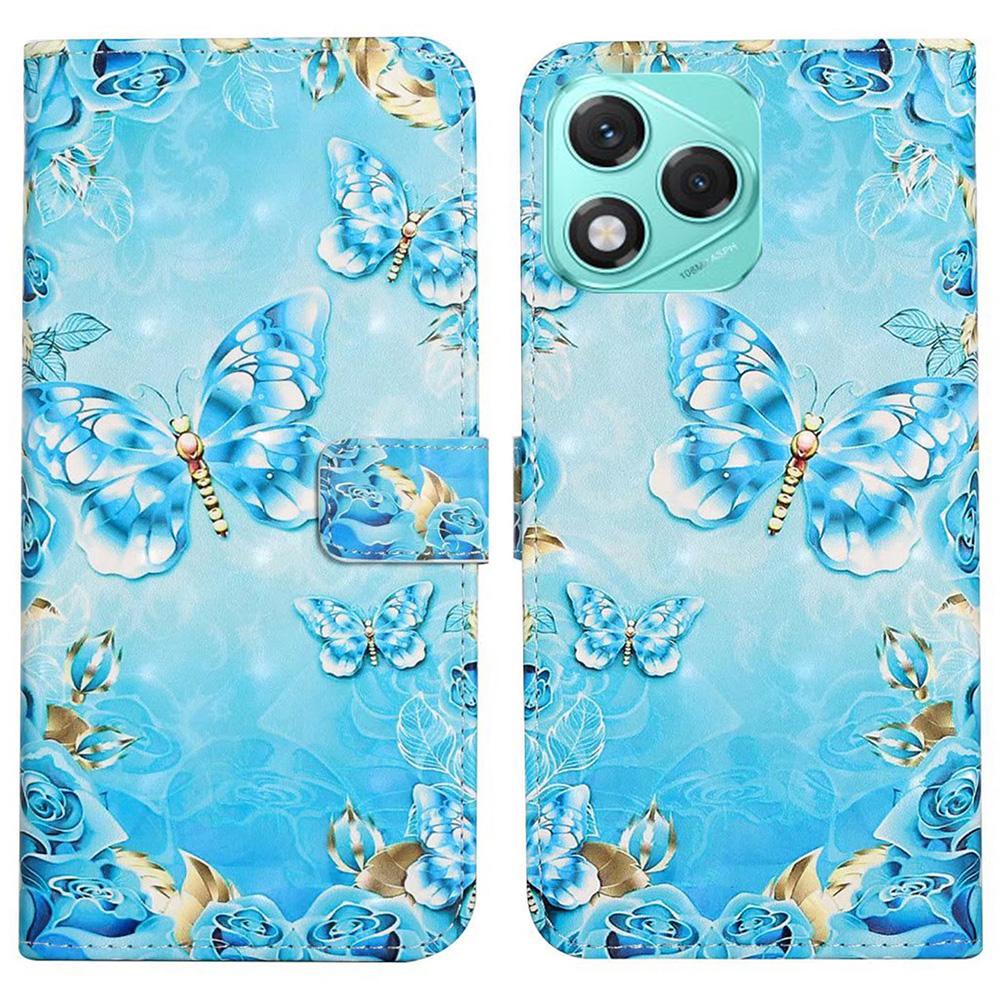 

For Honor 400 Lite 5G Case 3D Creative Pattern PU Leather Stand Phone Cover Blue Butterfly