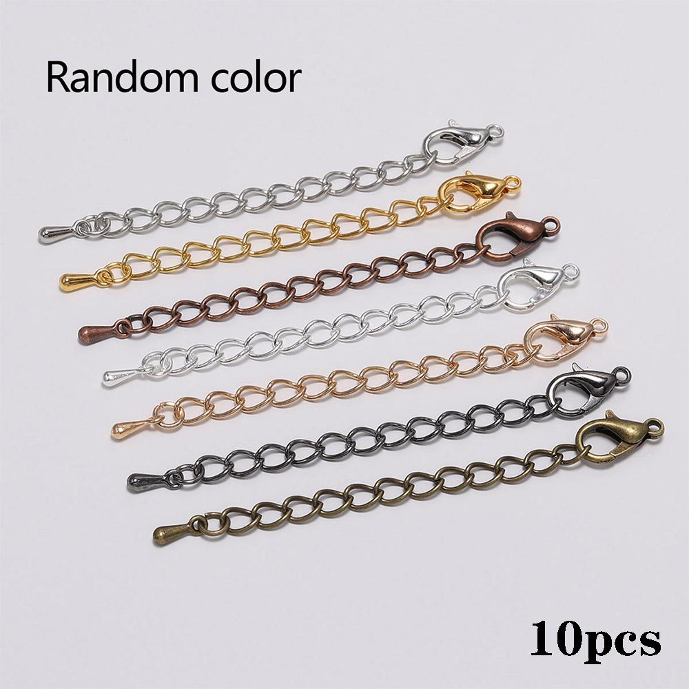 10pcs/lot 50 70mm Tone Extended Extension Tail Chain Lobster Clasps Connector For DIY Bracelet Necklace Jewelry Making Findings