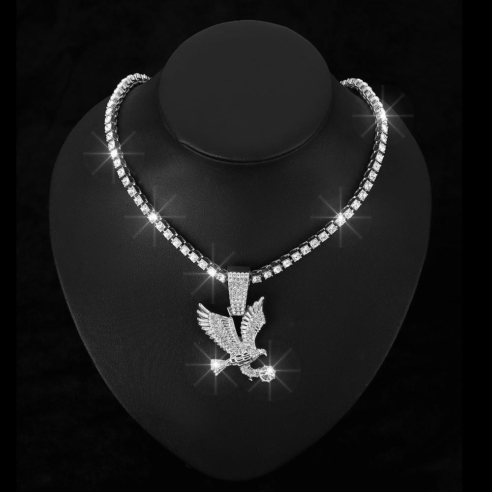 Hip Hop Street Animal Necklace, European and American Men's Cuban Chain Decoration, Personalized Alloy Eagle Pendant