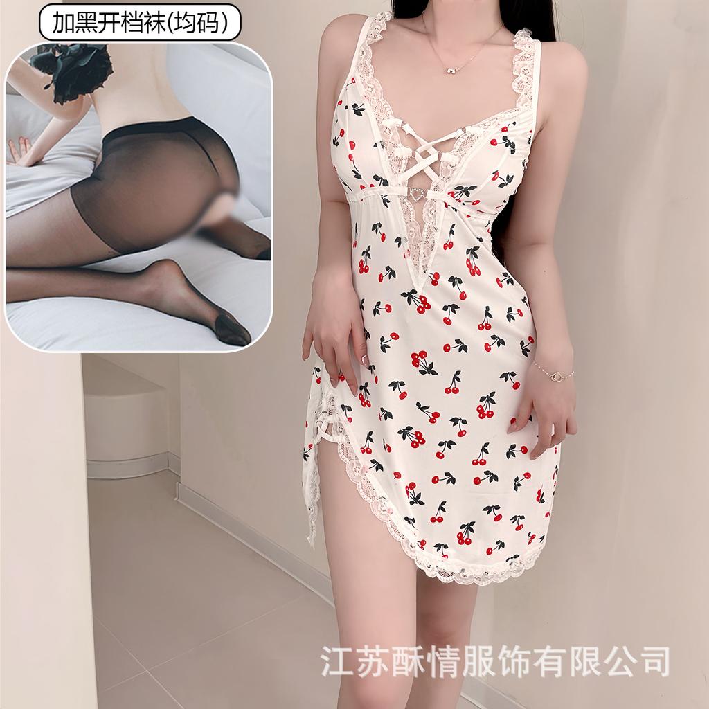 Sex lingerie pure desire cherry sexy women's bed small chest plus chest pad passion uniform seduction suit