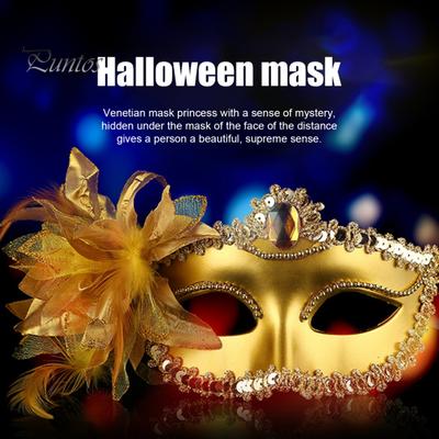 Universal Eye-catching with Feather Dancing Masque Half Face Unique Halloween Photography Props
