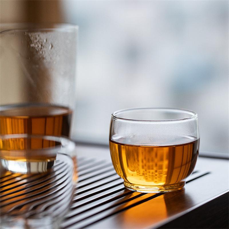 6pcs/Lot 100ml Small Kung Fu Tea Cup Heat Resistant Puer Glass Teacup Tasting Sake Wine Cup Tea Set Accessories Teaware