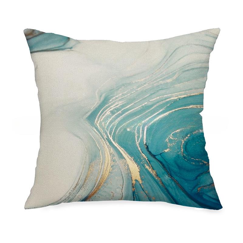 Golden Green Cotton Linen Pillow Cover Office Living Room Sofa Waist Cushion Pillow Cover
