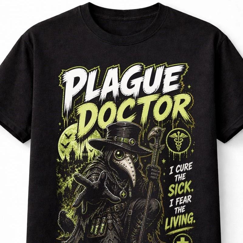 Plague Doctor Gothic Bubonic Rat History Vintage Horror Graphic Unisex TShirt S