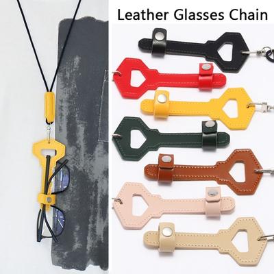 Anti Fall Leather Glasses Chain PU Leather Sunglasses  Lanyard Key Shape Sunglasses Case  Men Women