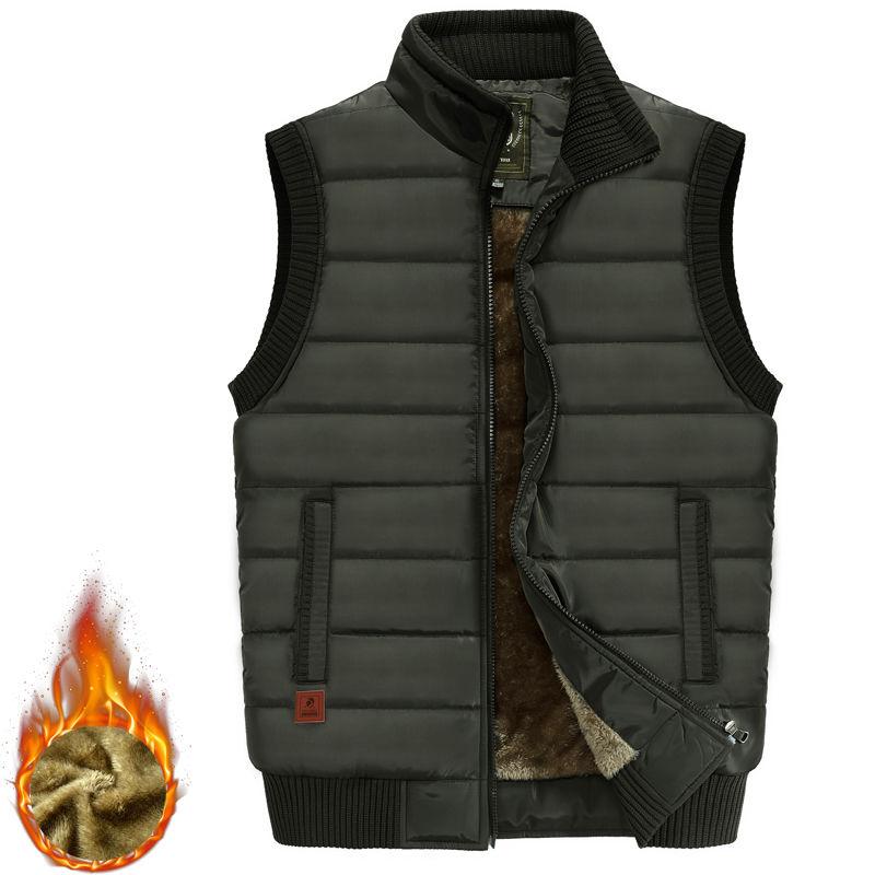 Winter Men's Thick Jacket Sleeveless Vest Man Waterproof Vest Coats Stand Collar Windbreaker Padded Waistcoats Clothing
